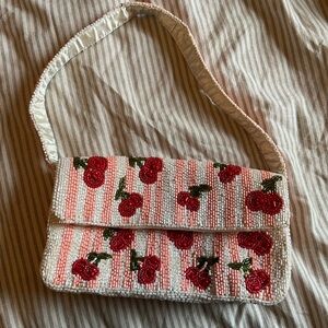 Marshalls Red Cherry Beaded Shoulder Bag